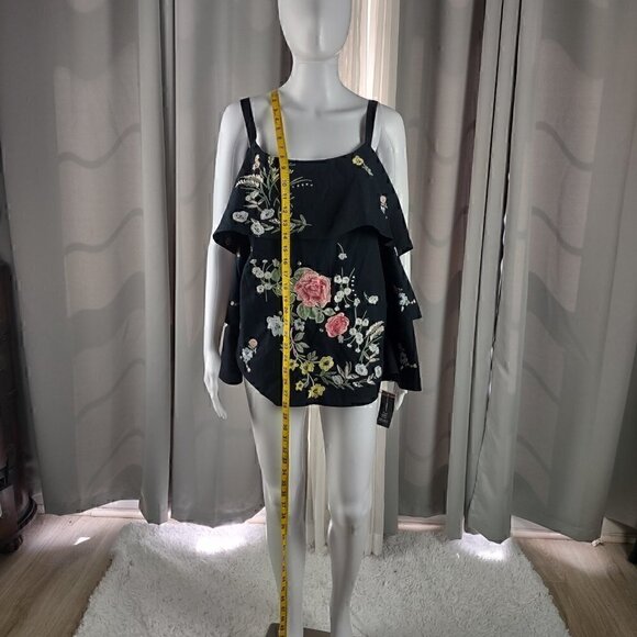 INC International Concepts Embroidered Bell Sleeves Cold Shoulder Top Sz L (NWT) - Picture 5 of 13